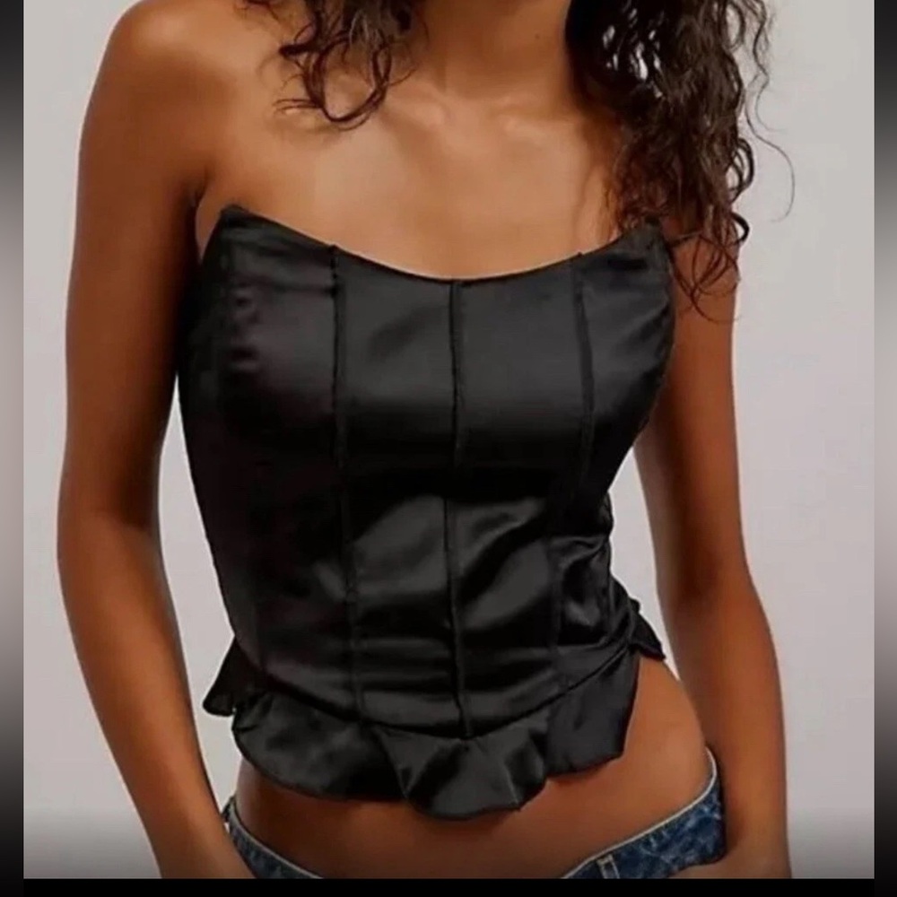 FREE PEOPLE Silver Siren Tube Corset
